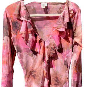 Paisley Floral Top Women’s Size XL Black Pink Purple Daisy & Clover Shirt